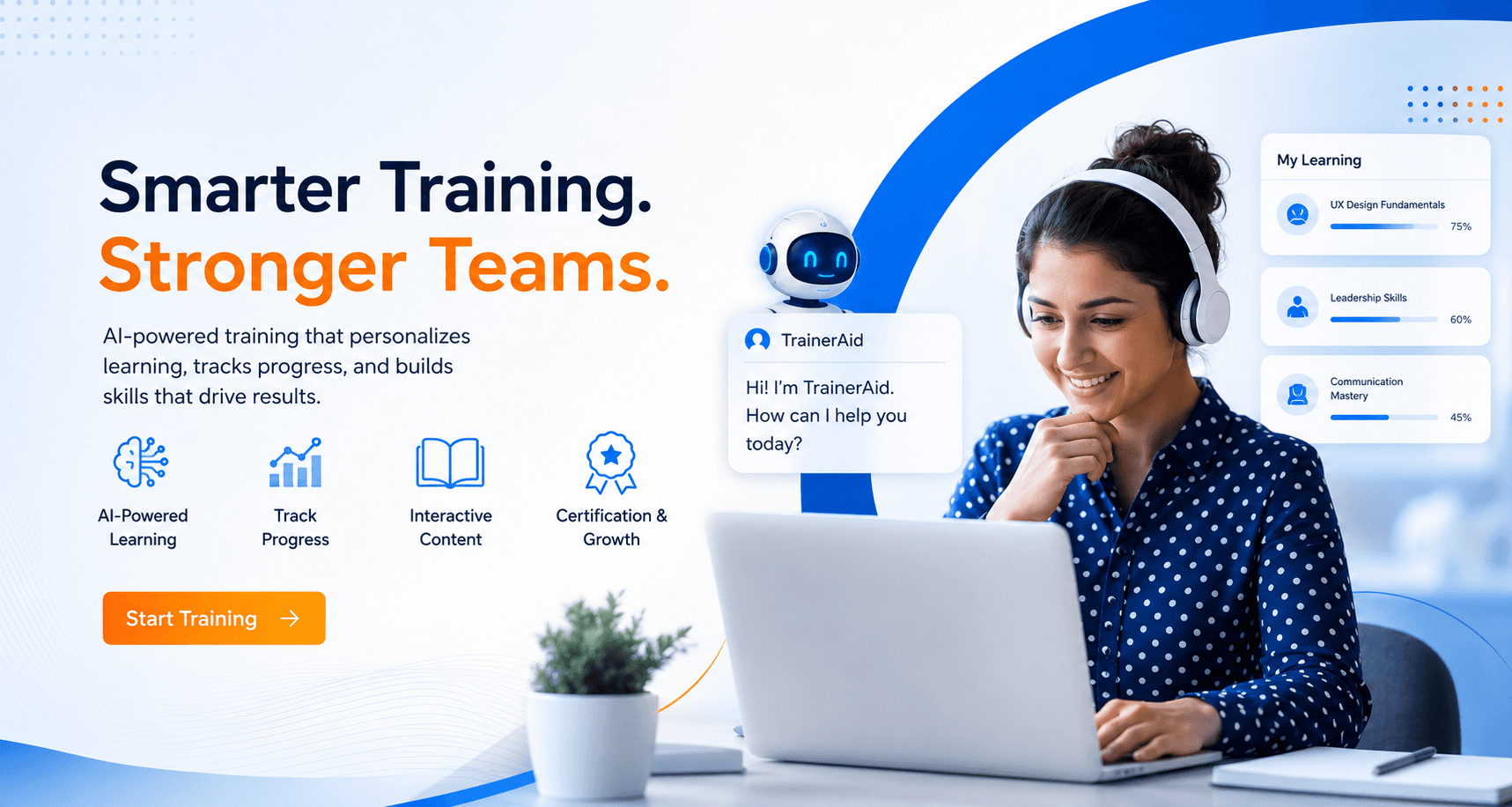 TrainerAid product overview — AI study coach and progress tracking
